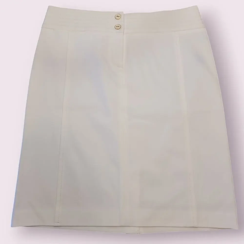 J. McLaughlin Ivory Cotton Bi-Stretch Pencil Skirt Size 0 Classic Boho Chic NWOT